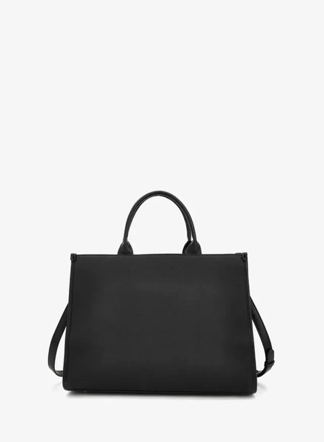 Solid Tote Bag With Zip Closure – صورة 5