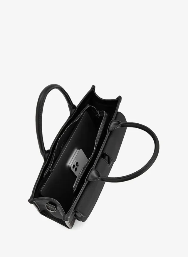 Solid Tote Bag With Zip Closure – صورة 7