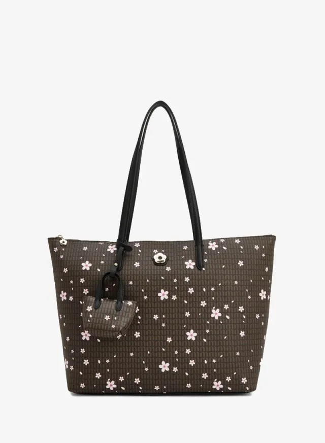 Floral Print Tote Bag With Coin Pouch