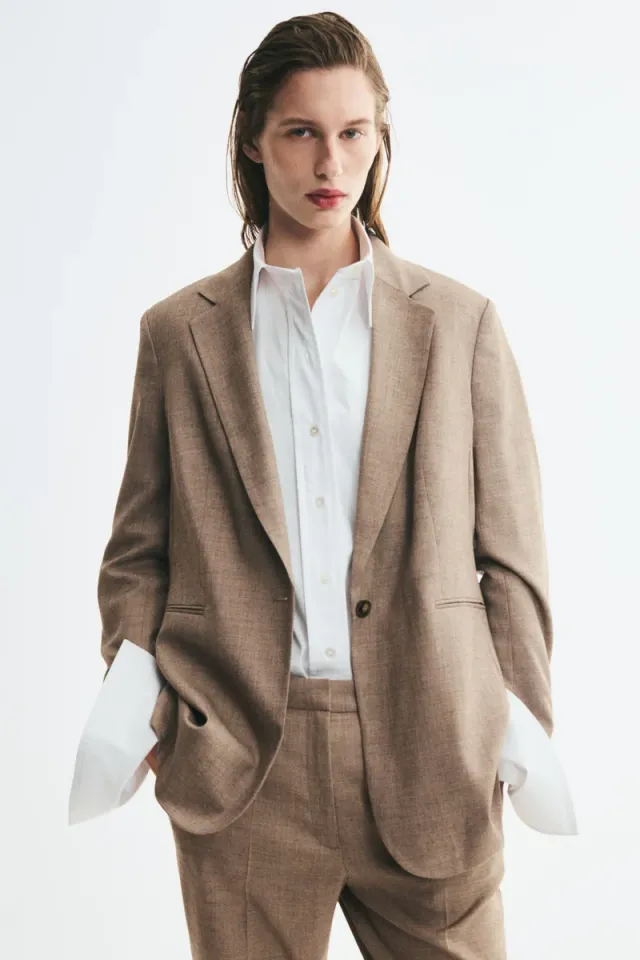 Single-breasted twill blazer