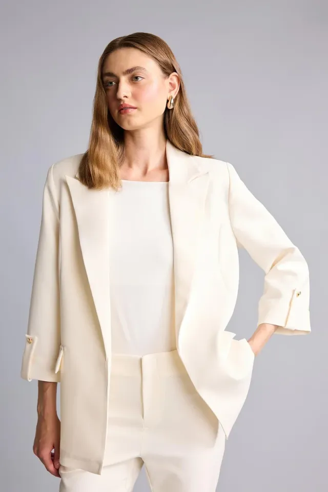 Oversize Basic White Blazer – image 4