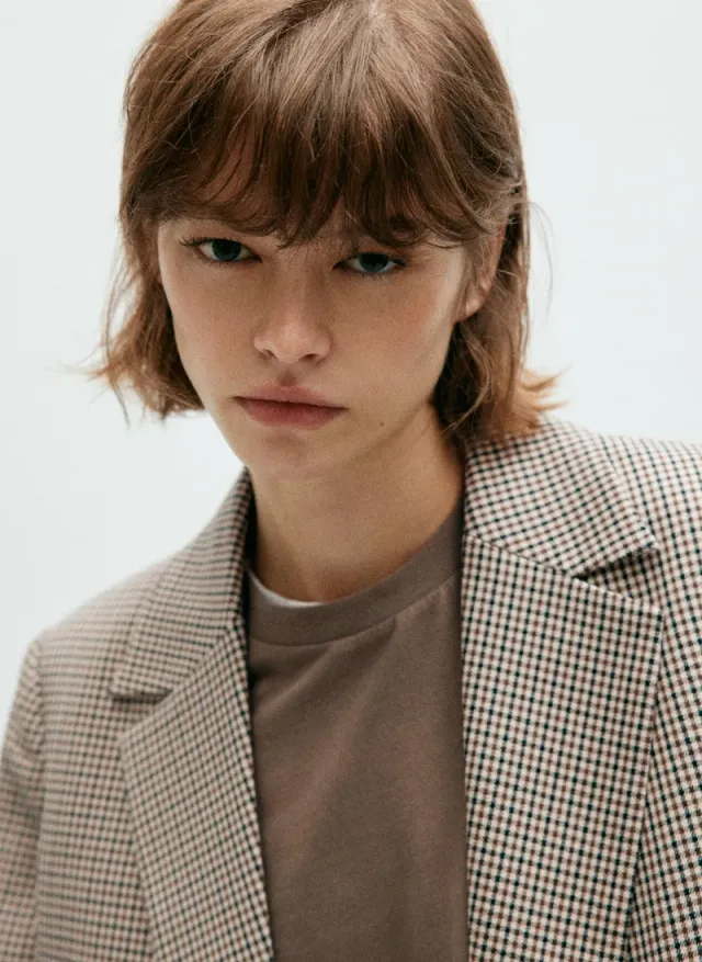 Double-Breasted Micro-Houndstooth Jacket – صورة 4