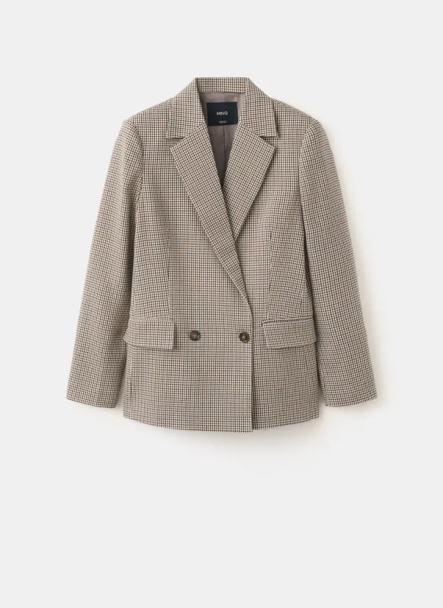 Double-Breasted Micro-Houndstooth Jacket – صورة 6