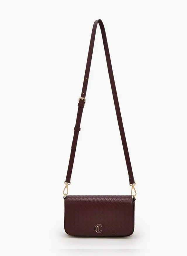 Woven Textured Crossbody Bag With Button Closure – image 2
