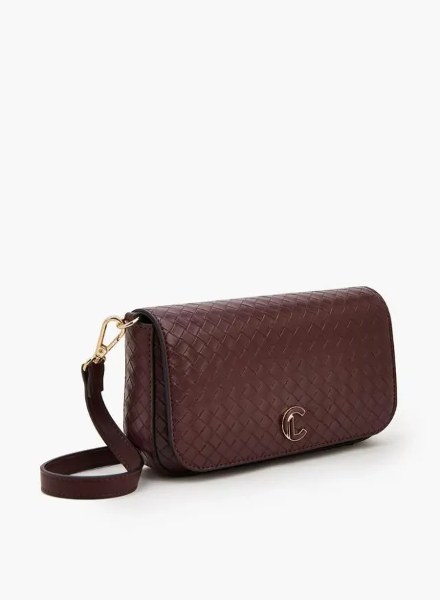 Woven Textured Crossbody Bag With Button Closure – image 3