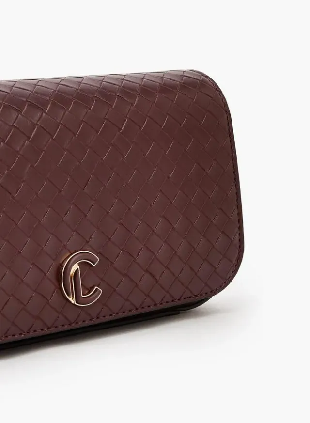 Woven Textured Crossbody Bag With Button Closure – image 4