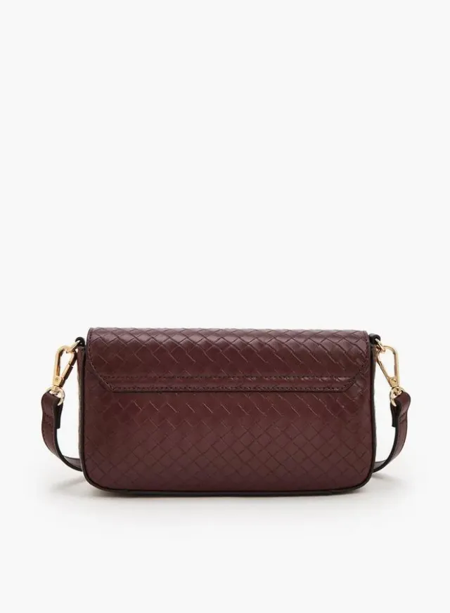 Woven Textured Crossbody Bag With Button Closure – image 5