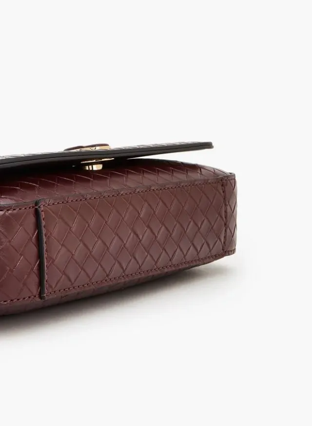 Woven Textured Crossbody Bag With Button Closure – image 6