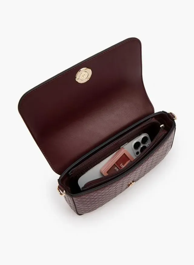 Woven Textured Crossbody Bag With Button Closure – image 7