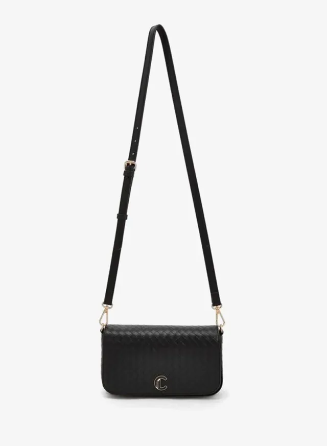 Woven Textured Crossbody Bag With Button Closure – صورة 2