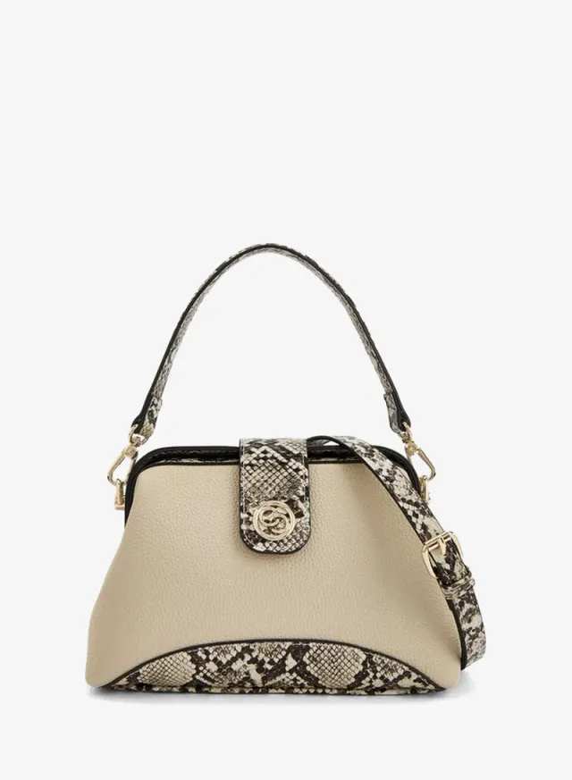 Colourblock Crossbody Bag With Adjustable Strap And Button Closure