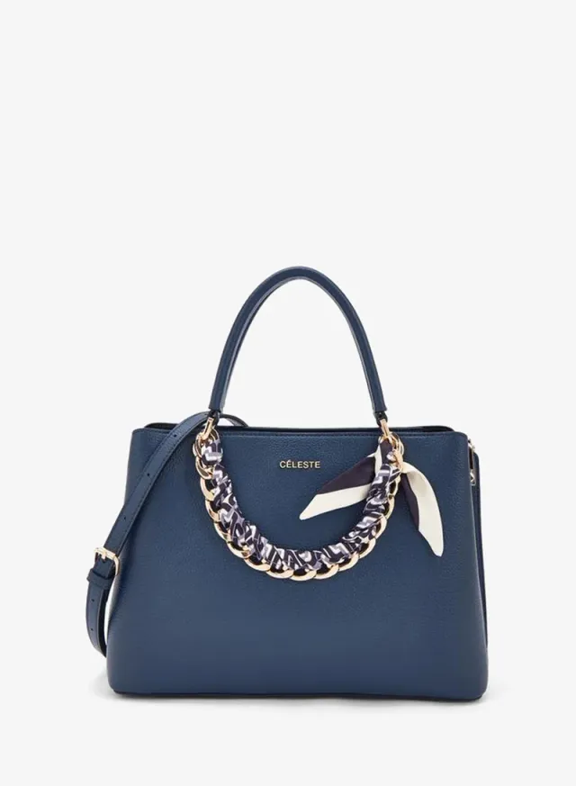 Chain Accent Tote Bag With Detachable Strap
