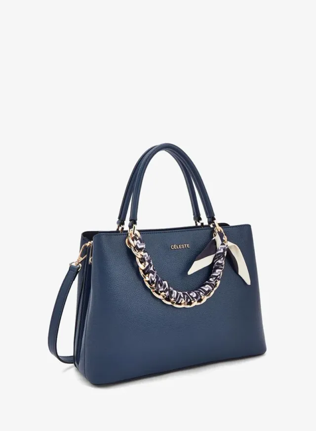Chain Accent Tote Bag With Detachable Strap – صورة 3