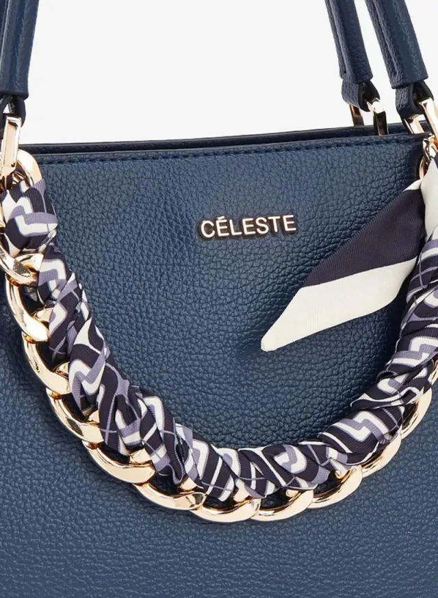 Chain Accent Tote Bag With Detachable Strap – صورة 4