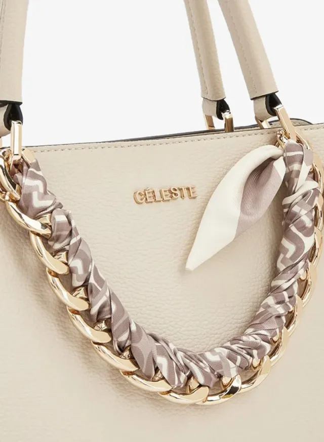 Chain Accent Tote Bag With Detachable Strap – صورة 4