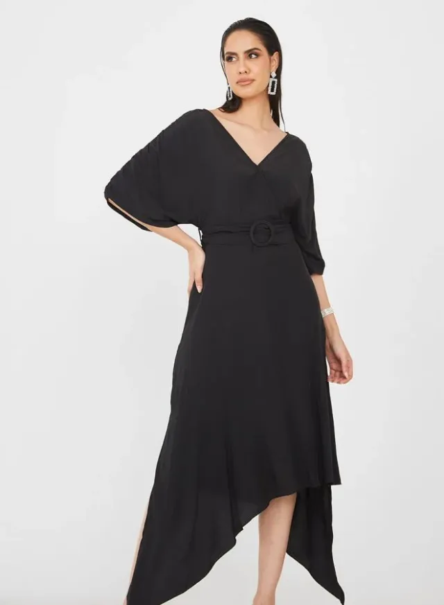 Brown Off Shoulder A-Line Midi Dress – image 2