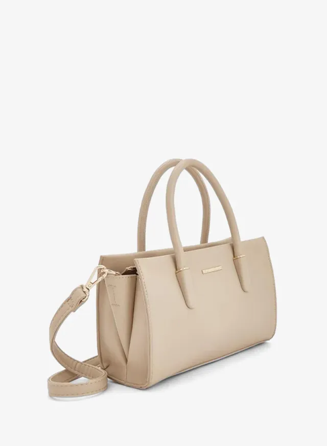 Solid Tote Bag With Detachable Strap – صورة 3