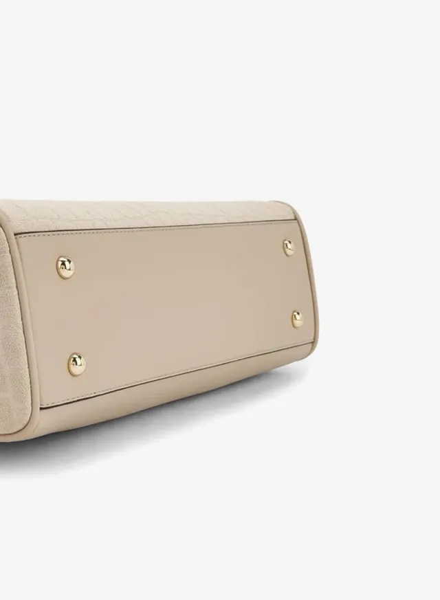 Suede Textured Tote Bag With Zip Closure – صورة 6