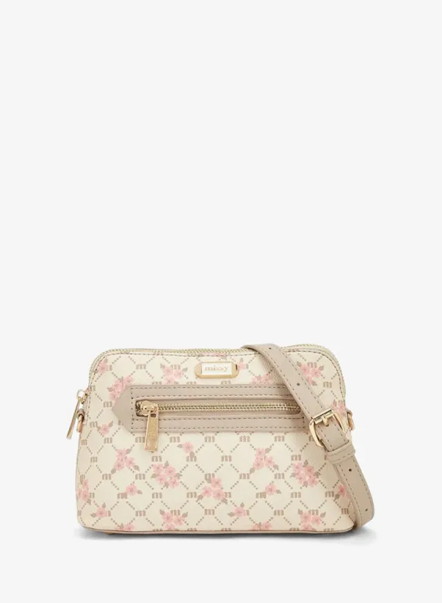 Monogram Print Crossbody Bag With Adjustable Strap