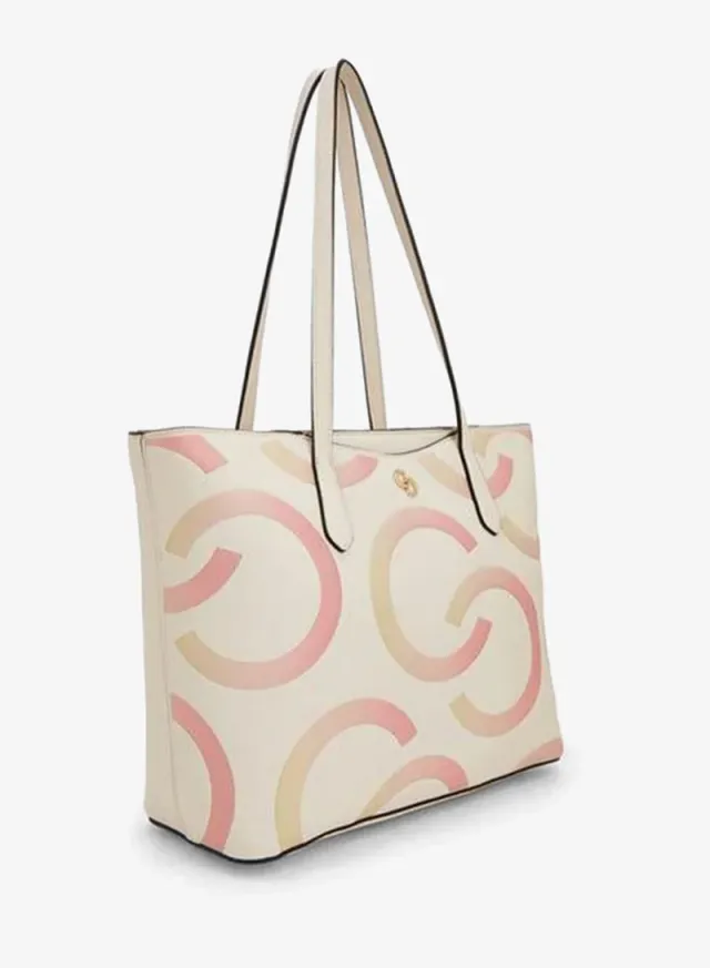 Monogram Print Tote Bag With Zip Closure – صورة 3