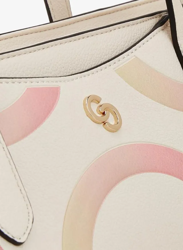 Monogram Print Tote Bag With Zip Closure – صورة 4