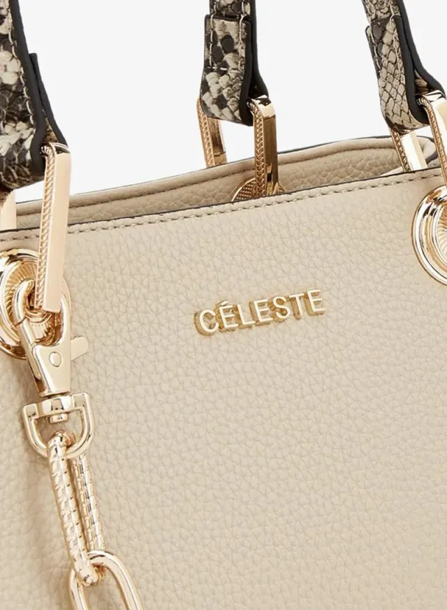 Solid Tote Bag With Detachable Strap And Zip Closure – صورة 4