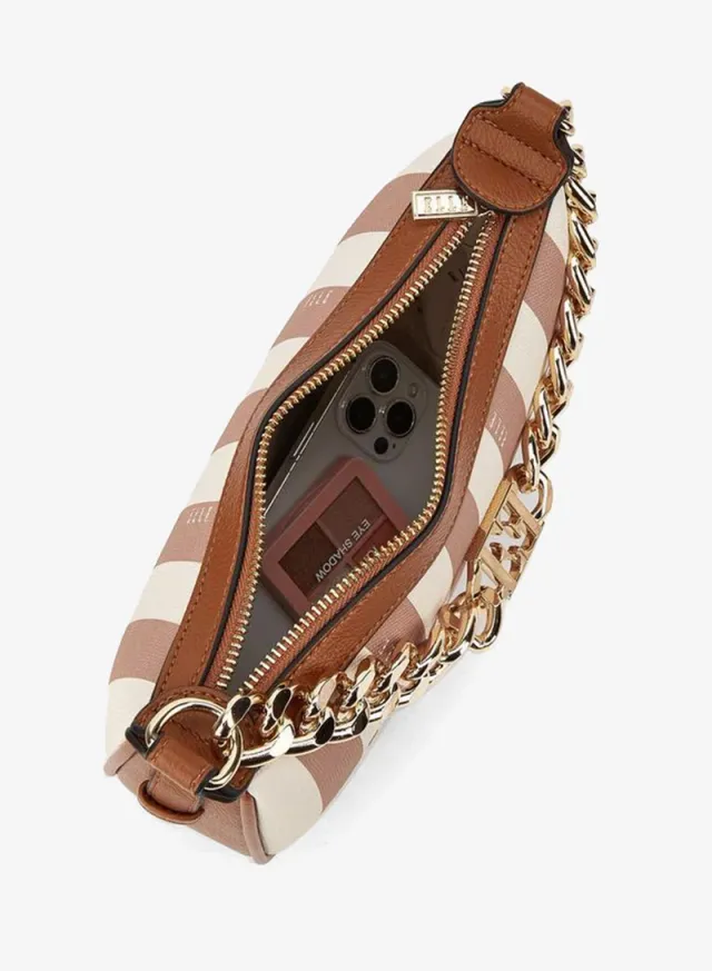 Safiano Striped Crossbody Bag With Chain Accent – صورة 5