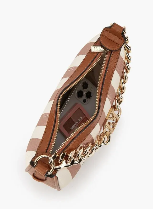 Safiano Striped Crossbody Bag With Chain Accent – صورة 6