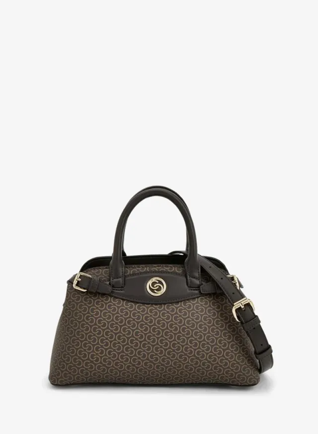 Monogram Print Tote Bag With Double Handle