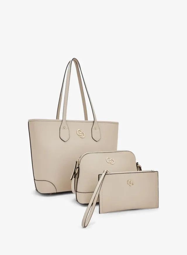 Solid Tote Bag With Crossbody Bag And Pouch – image 2