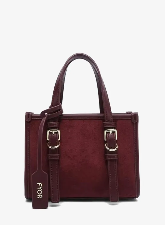 Buckled Suede-Finish Mini Tote DR 015