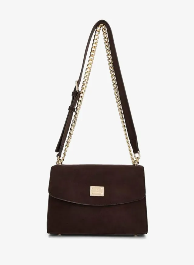 Textured Crossbody Bag With Chain Strap