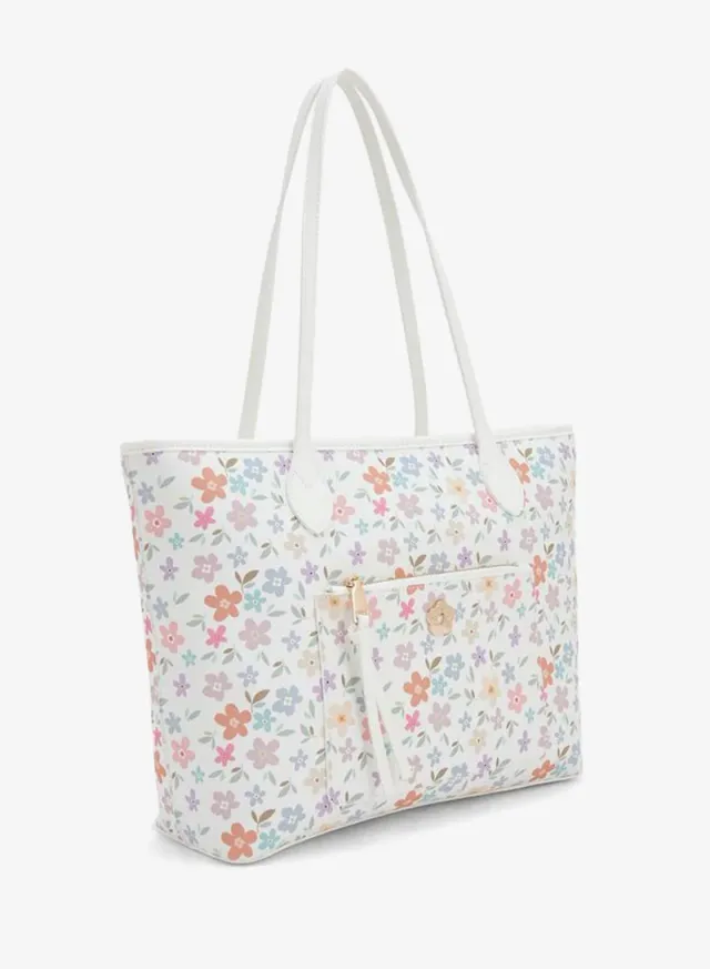 Floral Print School Tote Bag With Double Handles And Zip Closure - 11.5x40x27.5 CM – image 2