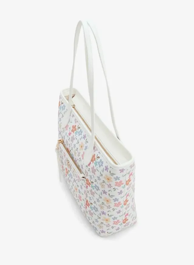 Floral Print School Tote Bag With Double Handles And Zip Closure - 11.5x40x27.5 CM – image 3