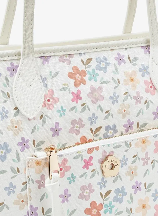 Floral Print School Tote Bag With Double Handles And Zip Closure - 11.5x40x27.5 CM – image 4