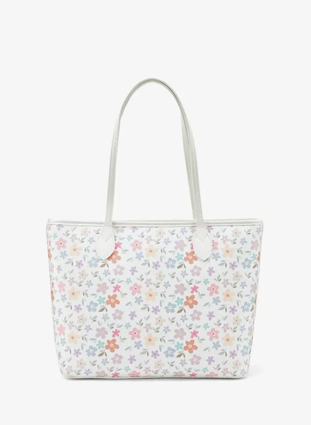 Floral Print School Tote Bag With Double Handles And Zip Closure - 11.5x40x27.5 CM – image 5