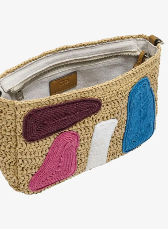 Crossbody Bag With Straw Effect And Multicolor Applications – image 4
