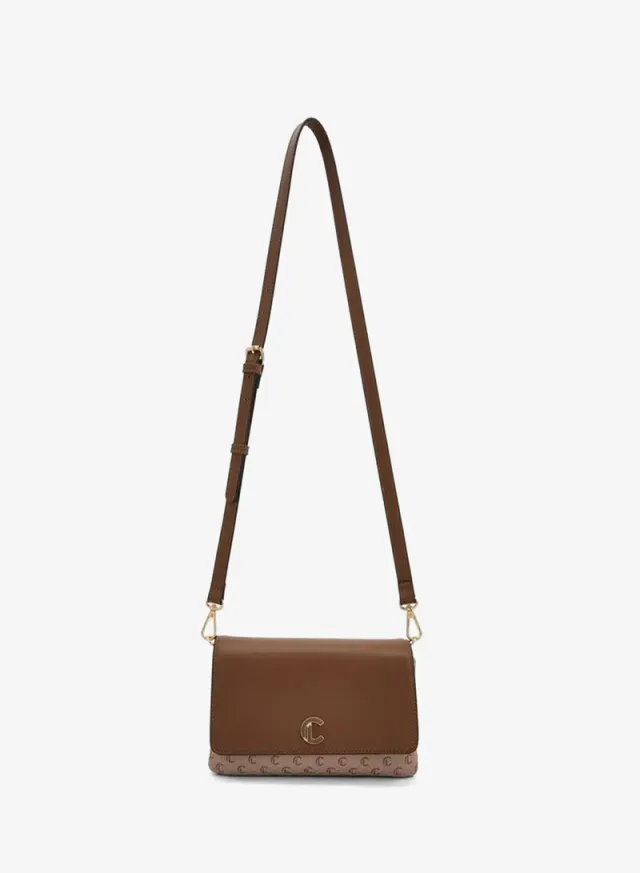 Monogram Print Crossbody Bag With Button Closure – صورة 2