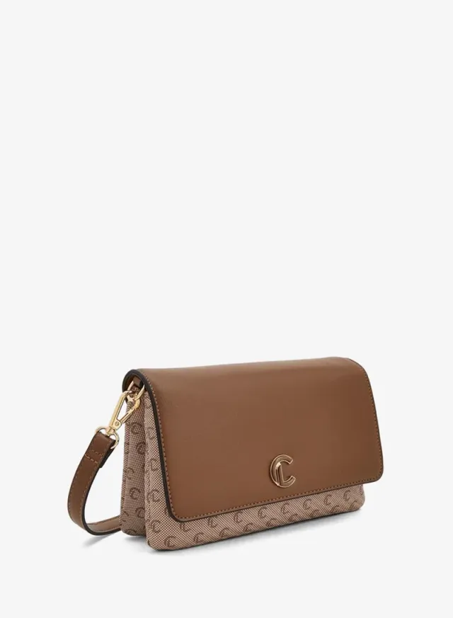 Monogram Print Crossbody Bag With Button Closure – صورة 3