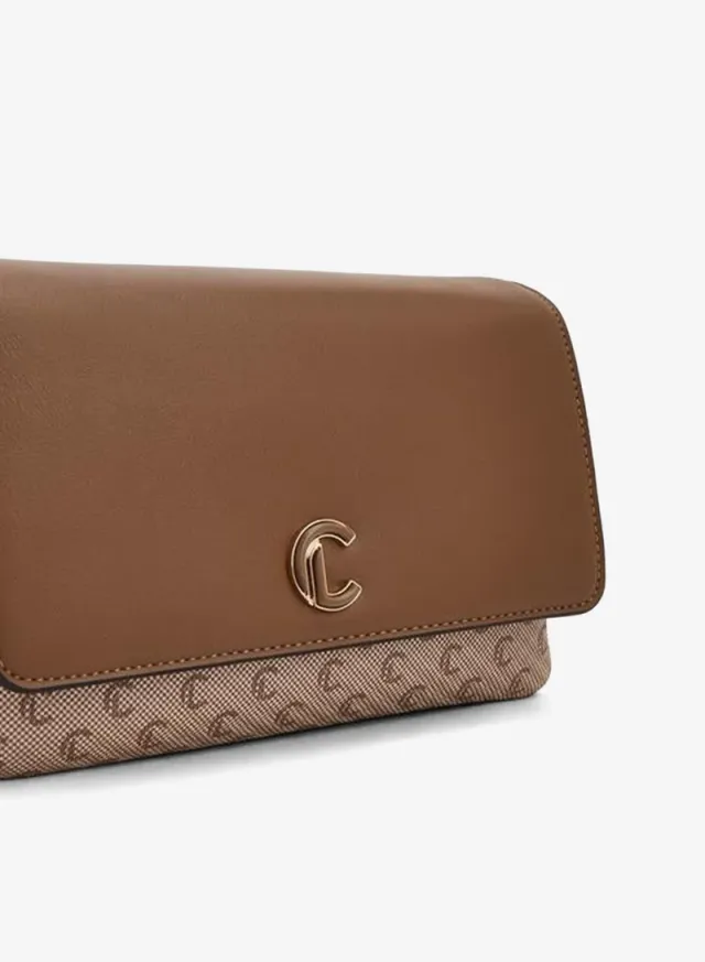 Monogram Print Crossbody Bag With Button Closure – صورة 4