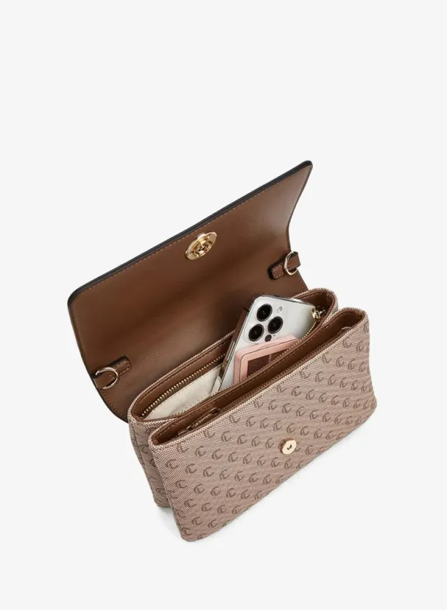 Monogram Print Crossbody Bag With Button Closure – صورة 7