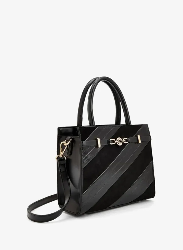 Panelled Tote Bag With Detachable Strap – صورة 3