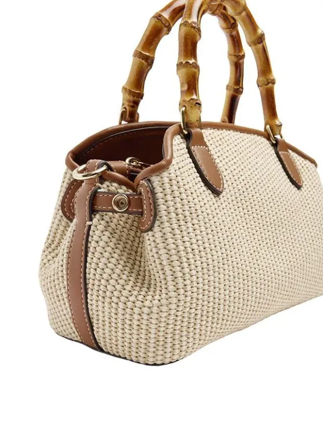 Oval Tote Bag With Paper Straw Effect – image 2