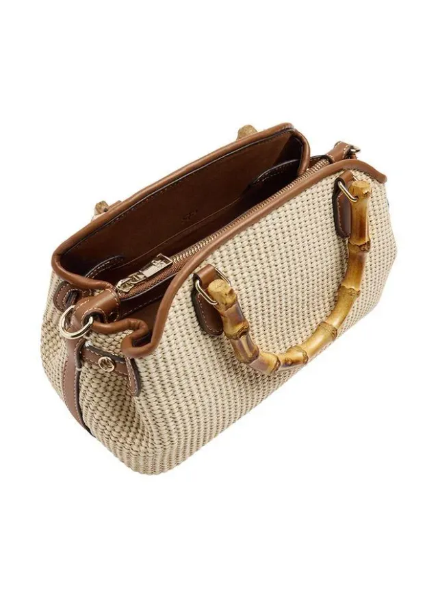 Oval Tote Bag With Paper Straw Effect – image 4