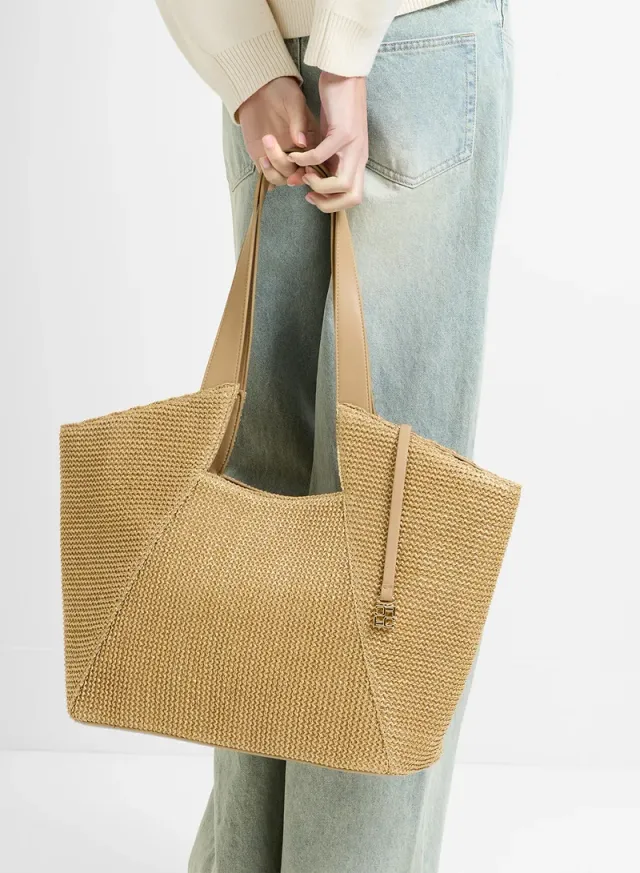 Women Beige Sola Tote Bag