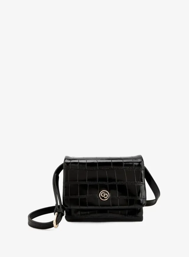 Textured Crossbody Bag With Magnetic Clasp Closure