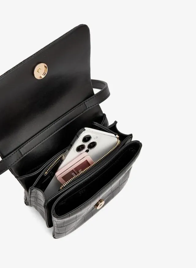 Textured Crossbody Bag With Magnetic Clasp Closure – صورة 7
