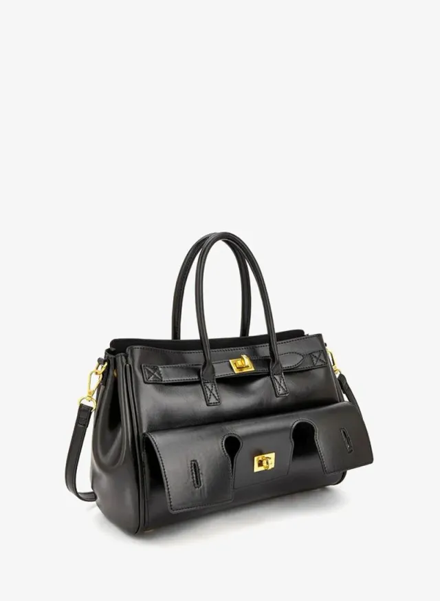 Solid Tote Bag With Detachable Strap – صورة 3