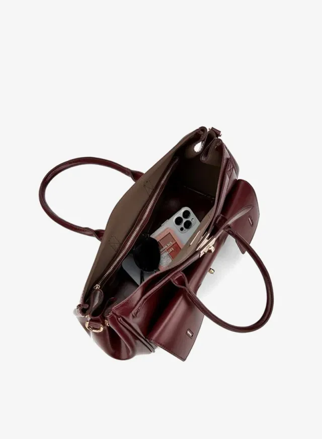 Solid Tote Bag With Detachable Strap – صورة 7