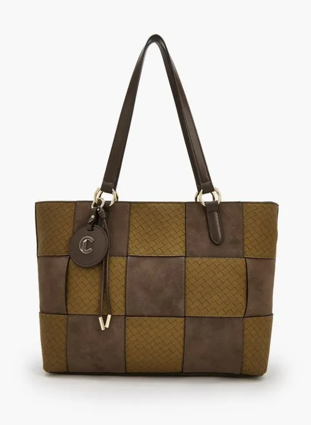 Panelled Tote Bag With Zip Closure